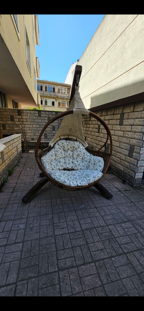  Bambu rattan salıncak bahçe koltuğu